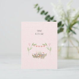 Hurray A Little Girl Cute Mouse With Flowers Card Vykort