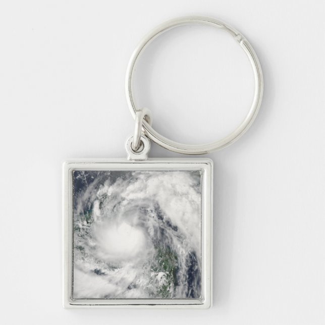 Hurricane Alex Fyrkantig Silverfärgad Nyckelring (Framsidan)