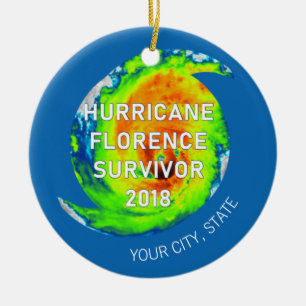 HURRICANE FLORENCE SURVIVOR Ort och stat Julgransprydnad Keramik