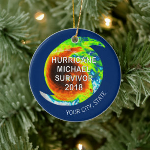 HURRICANE MICHAEL SURVIVOR Stad och stat Julgransprydnad Keramik