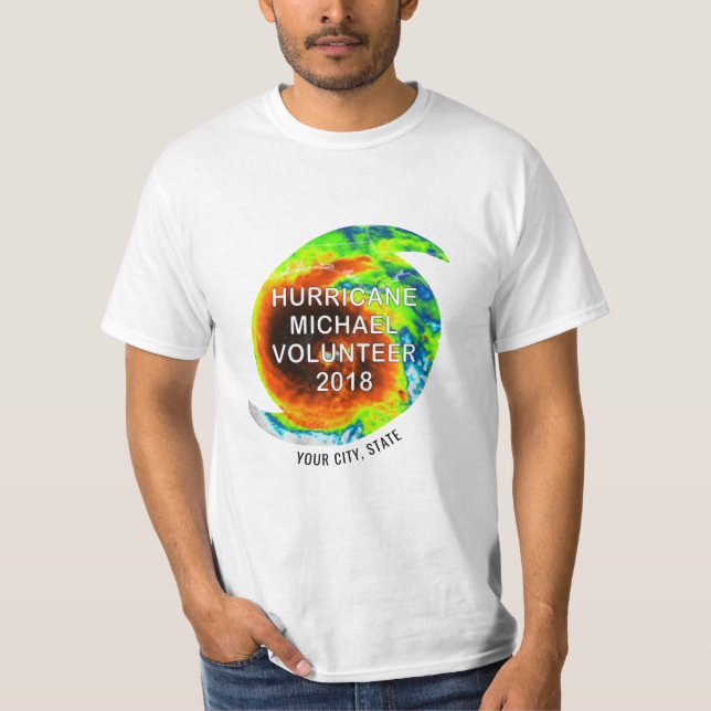 HURRICANE MICHAEL VOLUNTEER på din plats T Shirt (Framsida)