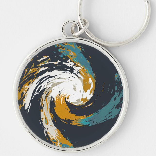 Hurricane Twirl Rund Silverfärgad Nyckelring (Framsidan)