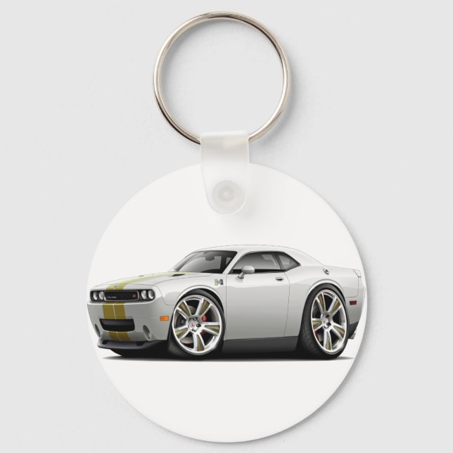 Hurst Challenger White-Guld Car Nyckelring (Framsida)