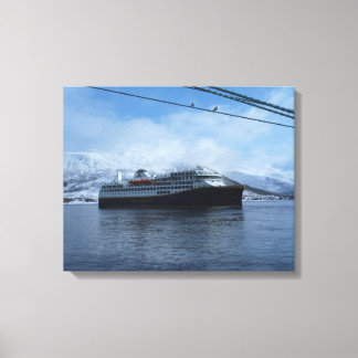 Hurtigruten Ferry Lämnande hamn Canvastryck