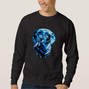 Hurting Måne Varg Tattoo T-shirt — Blue Ink Dream, Lång Ärmad Tröja
