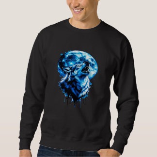 Hurting Måne Varg Tattoo T-shirt — Blue Ink Dream, Lång Ärmad Tröja