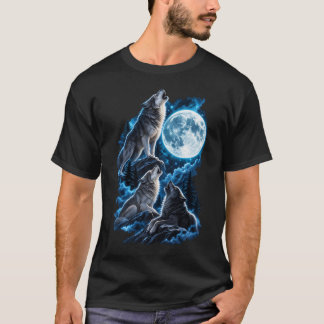 Hurulande vargar Fullmåne Väggkonst – Vild vargflo T Shirt
