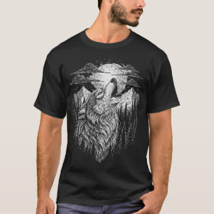 Hurulv och månlinjekonst T-shirt
