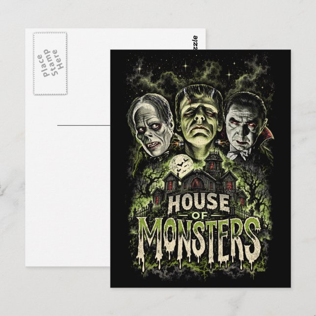 Hus av monster klassisk skräck vykort (Fram/baksida)