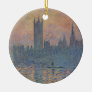 Hus av parlamentet i vinter vid Claude Monet Julgransprydnad Keramik