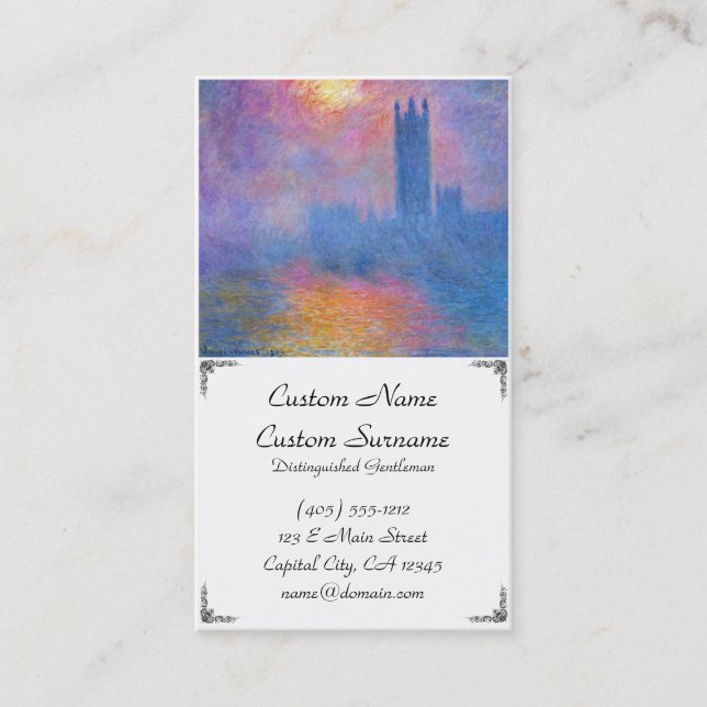 Hus av parlamentet, London, sol som igenom bryter Visitkort (Framsida)