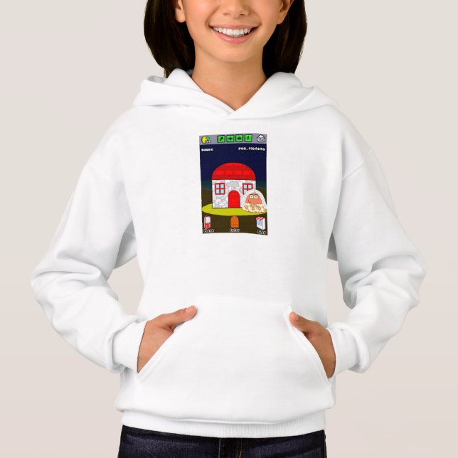 Hus av Pou flicka Hanes ComfortBlend® Hoodteie T-shirt (Framsida)