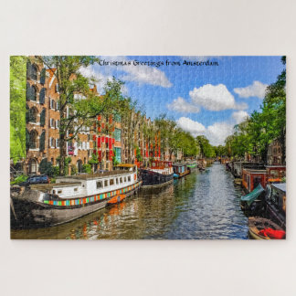 Hus Båtar Amsterdam. Pussel
