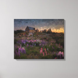 Hus bland lavendel canvastryck