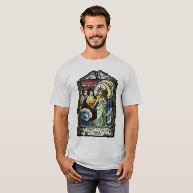 Hus delad skjorta tee shirt (Hel framsida)