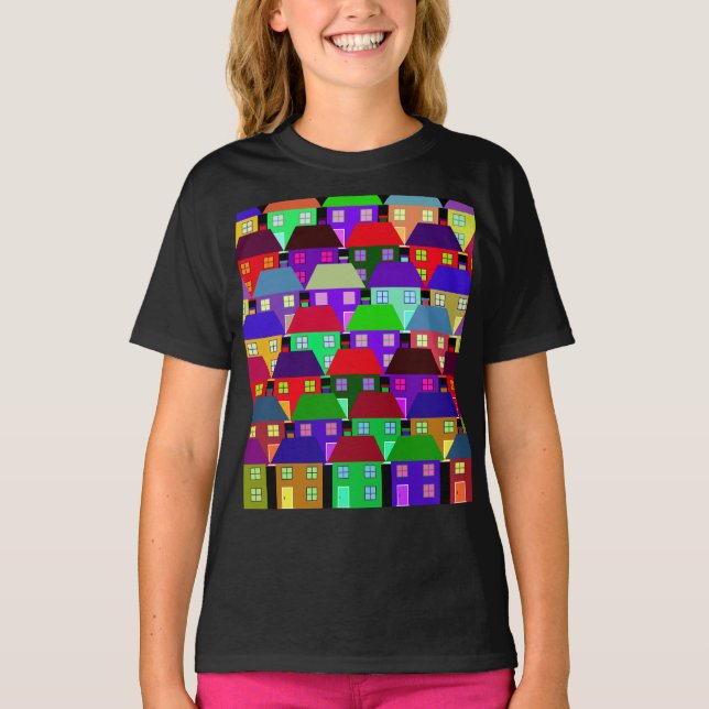 HUS FÄRGHETT HEM GEMENSKAP  T-Shirt (Framsida)