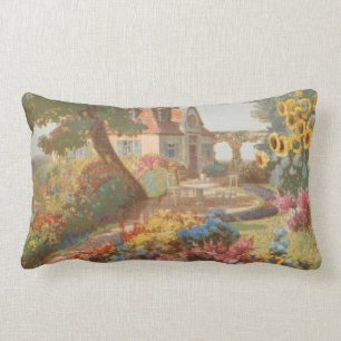 Hus för Needlepointstilträdgård Lumbarkudde