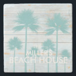 Hus för personligpalmträdstrand stenunderlägg<br><div class="desc">Palmträdet på lantligt wood hus för designpersonligstrand underlägg. Skräddarsy med ditt efternamn. Om du skulle likt olikt uttrycka som tillfogades till denna design,  känselförnimmelsen fritt som kontaktar mig till och med mitt lager.</div>