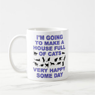 Hus Fullt Av Katter Rolig Kattdam Mugge Kaffemugg