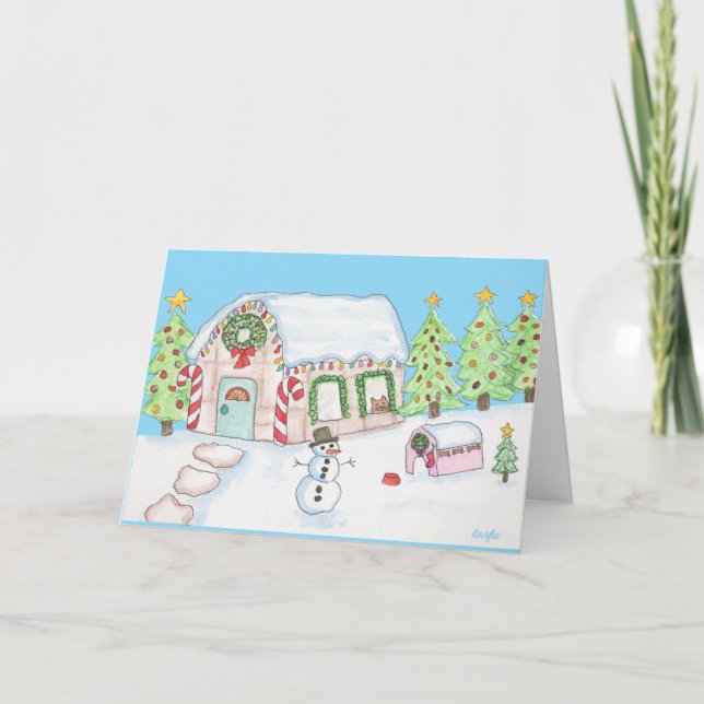 Hus Gingerbröd Helgkort (Framsida)