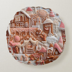 Hus Gingerbröd Rund Kudde