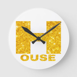 HUS GULD & GLITTER DESIGN #2 RUND KLOCKA