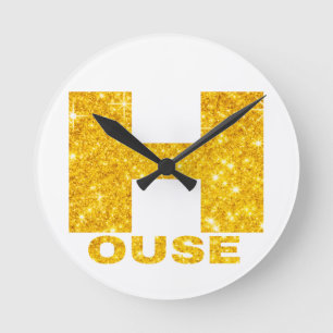 HUS GULD & GLITTER DESIGN #2 RUND KLOCKA