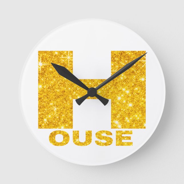 HUS GULD & GLITTER DESIGN #2 RUND KLOCKA (Framsida)