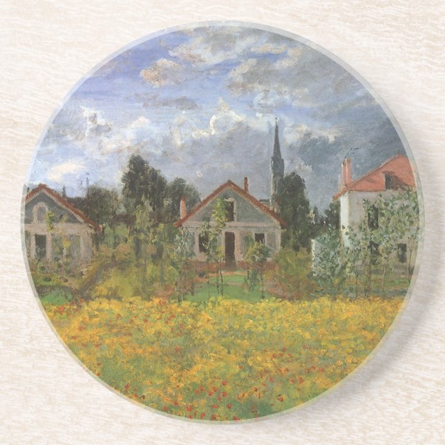 Hus i Argenteuil av Claude Monet Underlägg Sandsten (Framsidan)