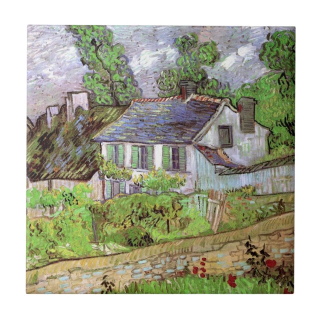 Hus i Auvers av Vincent van Gogh Kakelplatta (Framsidan)