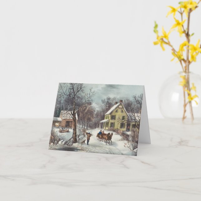 Hus julkort kort (Gul blomma)