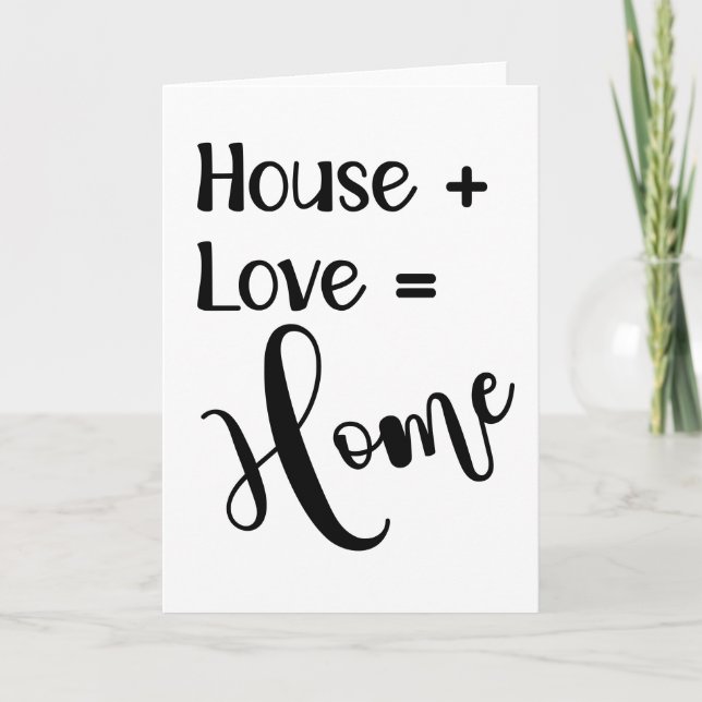 hus + kärlek = bostadshus vid gods agent tack kort (Framsida)