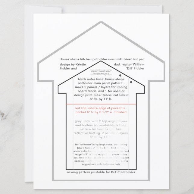 Hus Kök Grytlapp Sy Mönster Pappersark (Framsida)