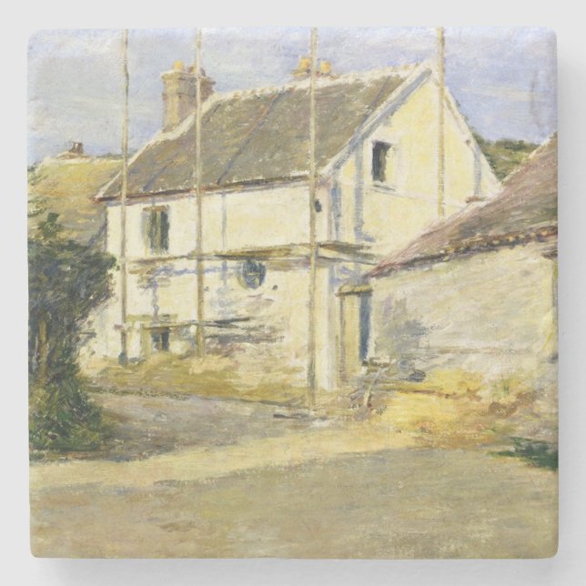 Hus med byggnadsställningar (Byggnad av Vintage) Stenunderlägg (Framsidan)