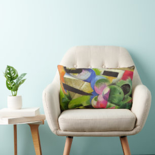 Hus med träd av Franz Marc, Vintage finkonst Lumbarkudde