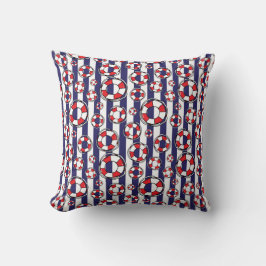 Hus Nautical Navy Blue White Rand Sjö Kudde