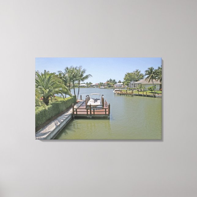 Hus och dockor vid kanalen Marco Island Florida Canvastryck (Framsida)