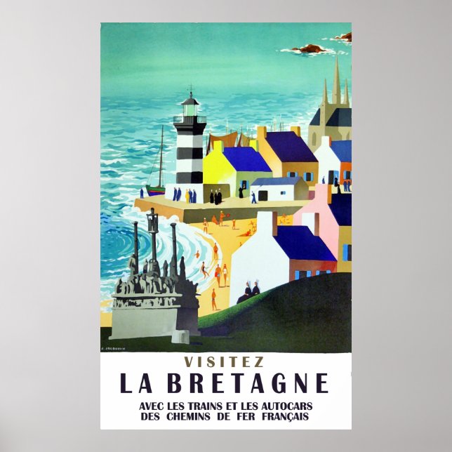 Hus och fyr på Bretagne kusten, Frankrike Poster (Framsidan)