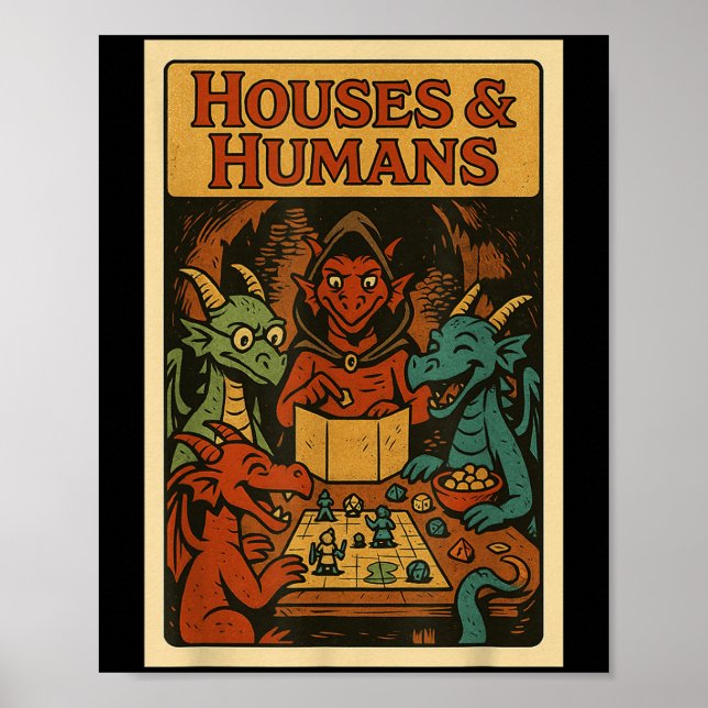 Hus och människor, romer, spelspelare, Manar Poster (Framsidan)