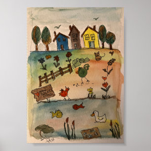 Hus på Backe Poster