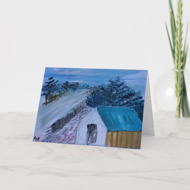 Hus på backen helgkort (Framsida)