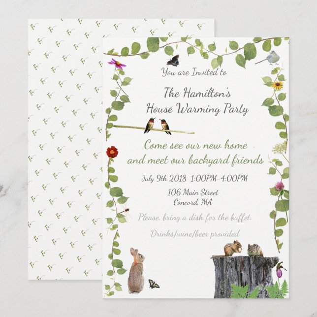 Hus som värme det utomhus- partyet: inbjudningar (Fram/baksida)