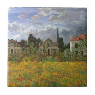 Hus vid Argenteuil av Claude Monet Kakelplatta