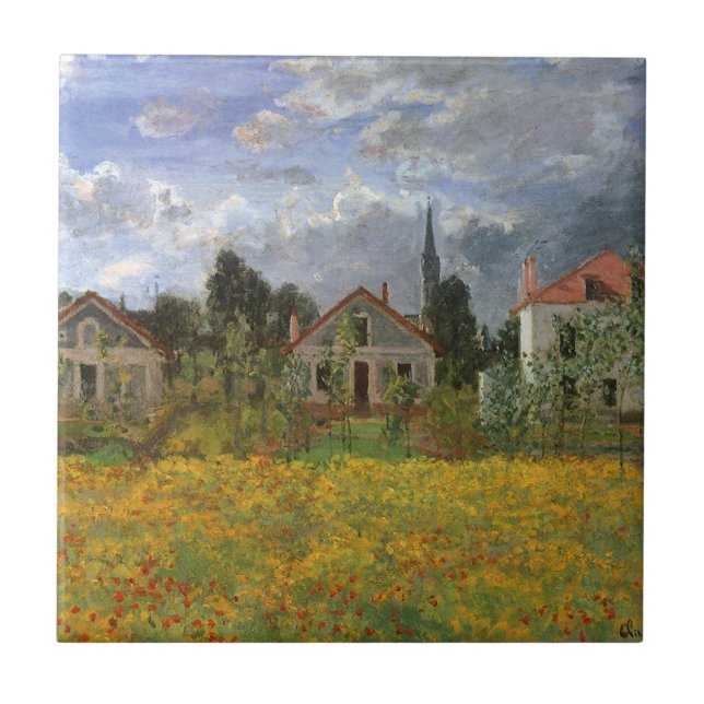 Hus vid Argenteuil av Claude Monet Kakelplatta (Framsidan)