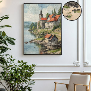 Hus vid floden pussel