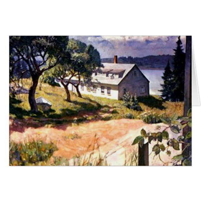 Hus vid sjön hälsningskort (Framsidan Horizontal)