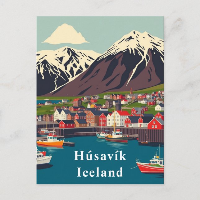 Húsavík, Islandet Boats Art Vykort (Framsida)