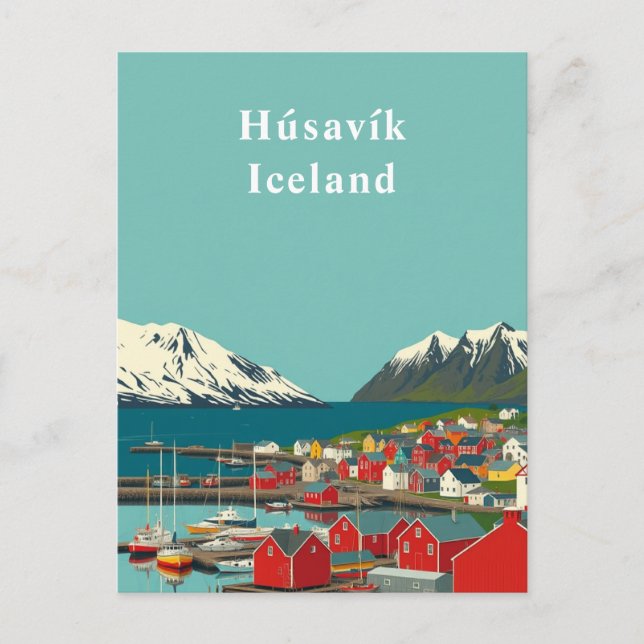 Húsavík, Islandet Town Art Vykort (Framsida)