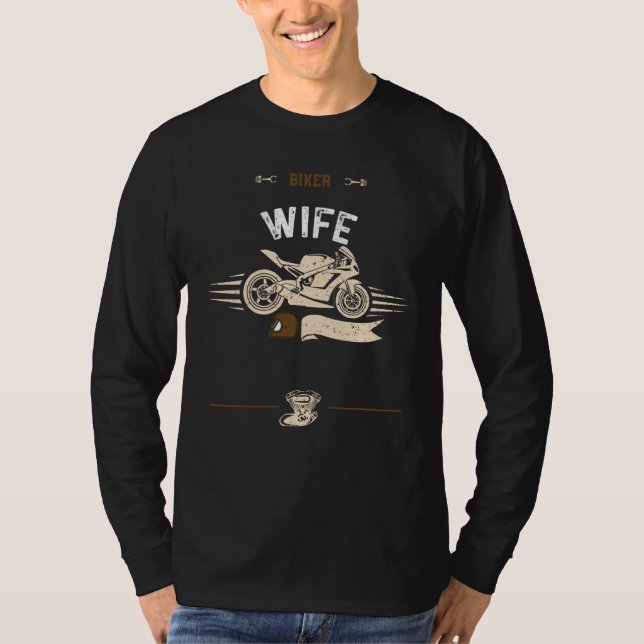 Husband Biker Wife Motorcycle Sayings T Shirt (Framsida)