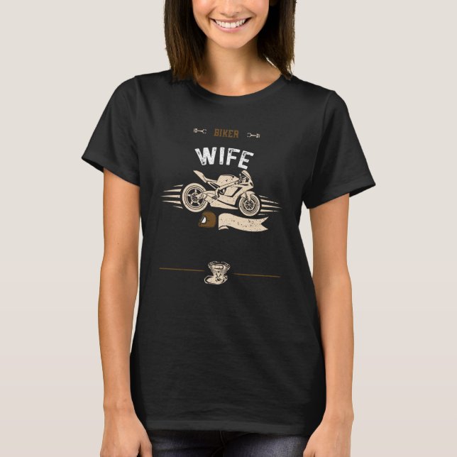 Husband Biker Wife Motorcycle Sayings T Shirt (Framsida)